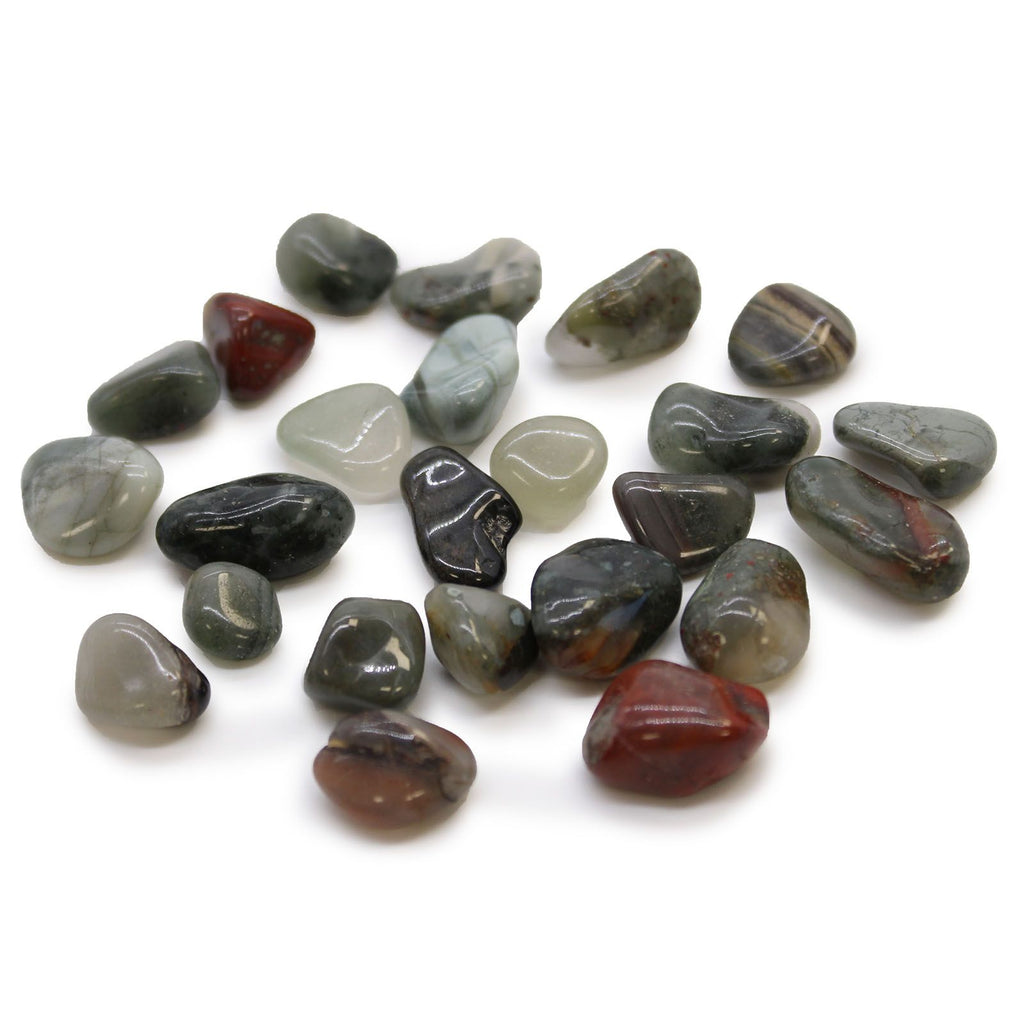Bag of 24 Small African Tumble Stones - Bloodstone Sephtonite