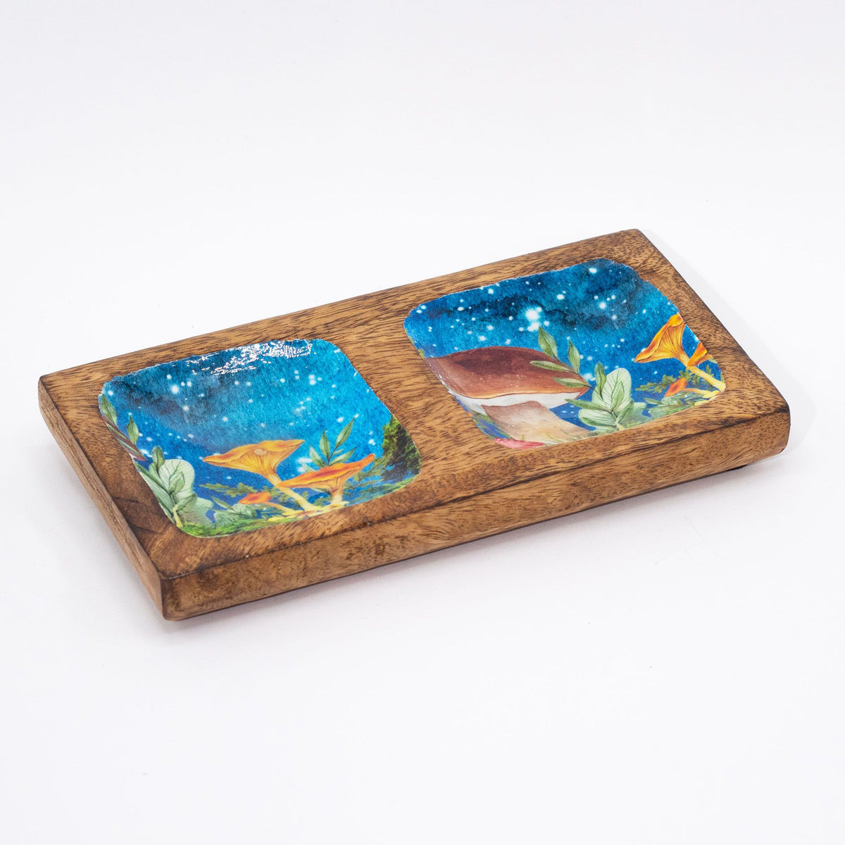 Enamelled Mushroom Trinket Tray - Double 20x10cm Teal – view 2