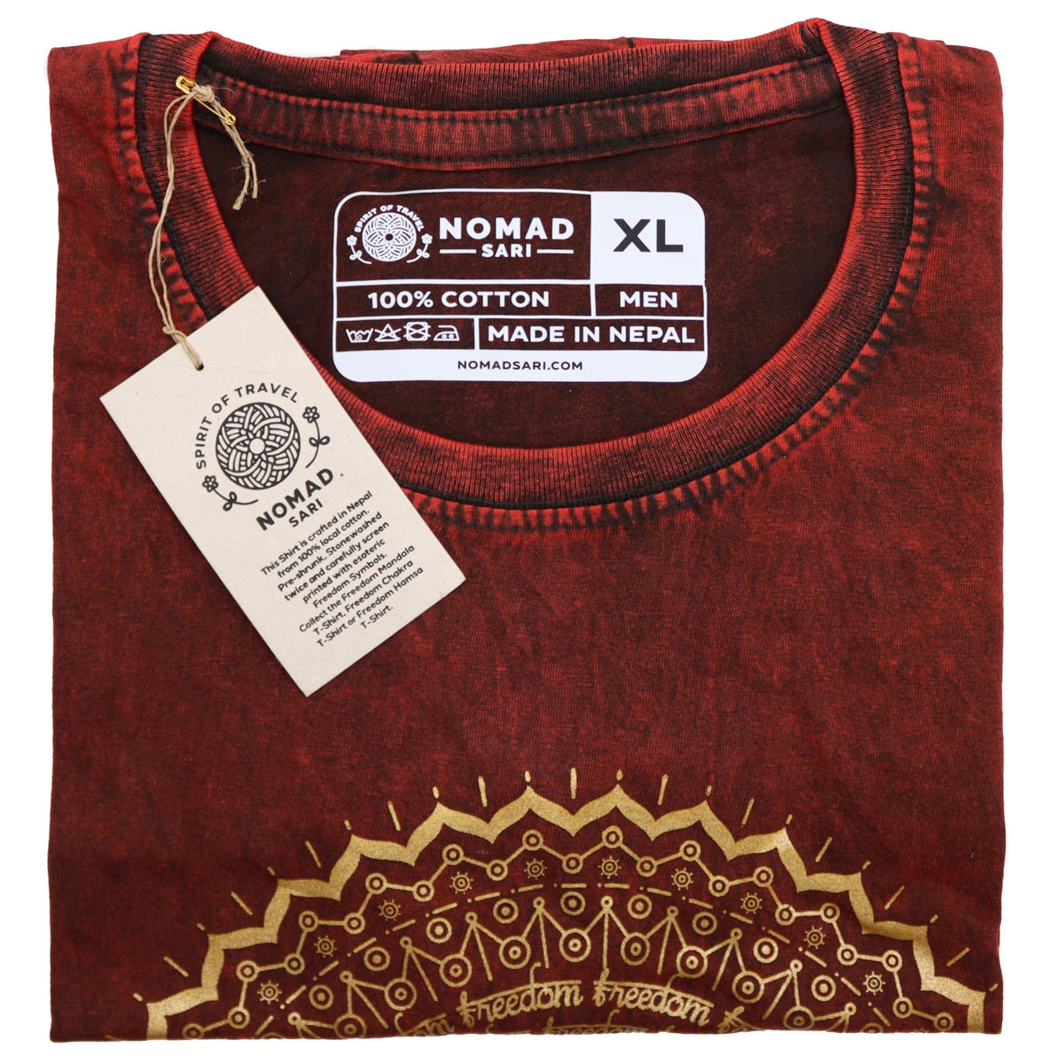 Nomad Sari Stonewashed T-Shirt - Hamsa - Maroon - XL – view 3