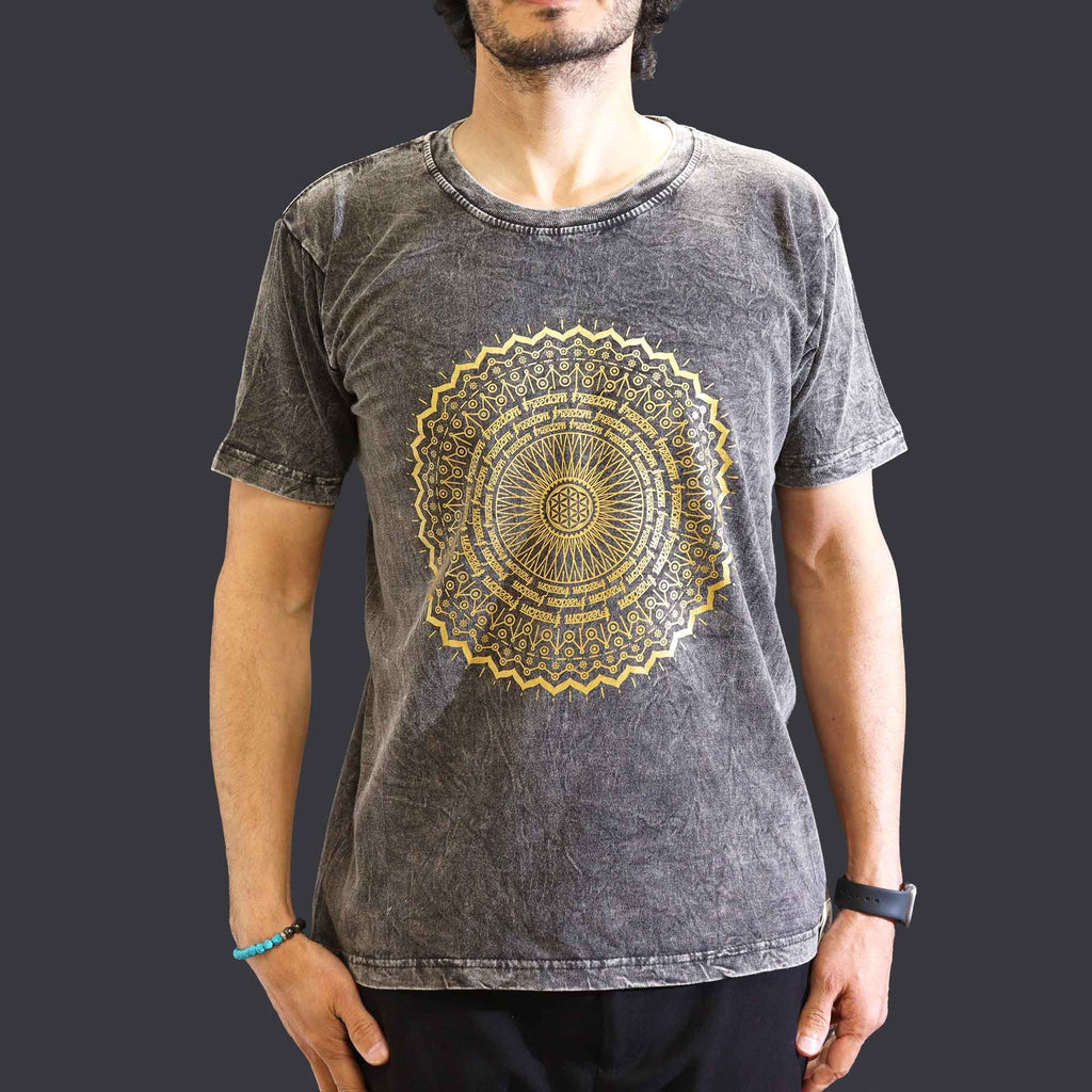 Nomad Sari Stonewashed T-Shirt - Mandala - Dark Grey - Medium – view 4