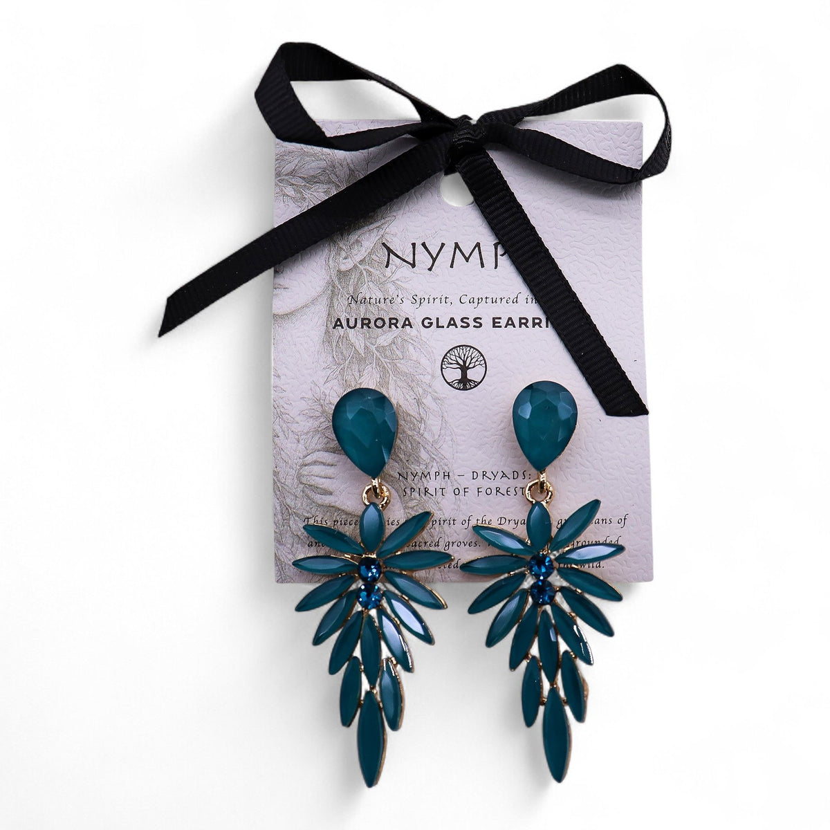 Teal Green Vintage Glass Long Drop Earrings – view 6