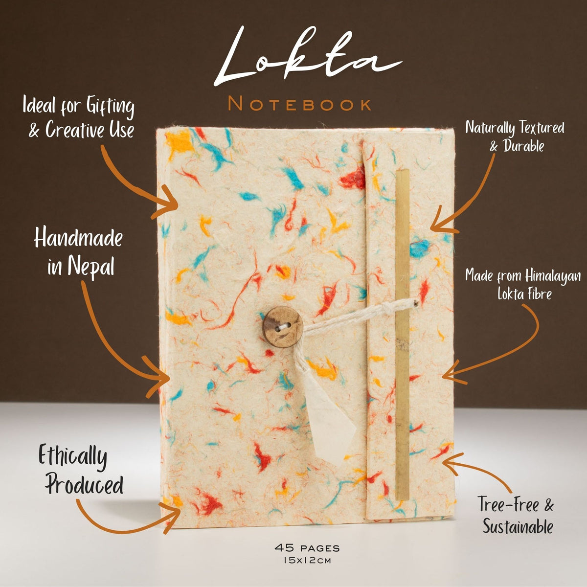 Lokta Mixed Cotton Fleck Notebook – Medium