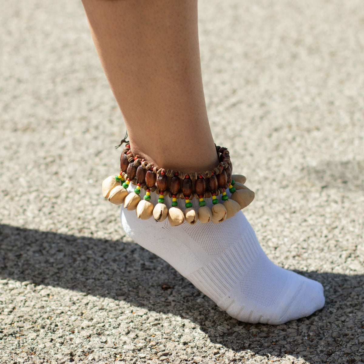 Kenari Shell Ankle Shaker with Wooden Beads - 20 Shells