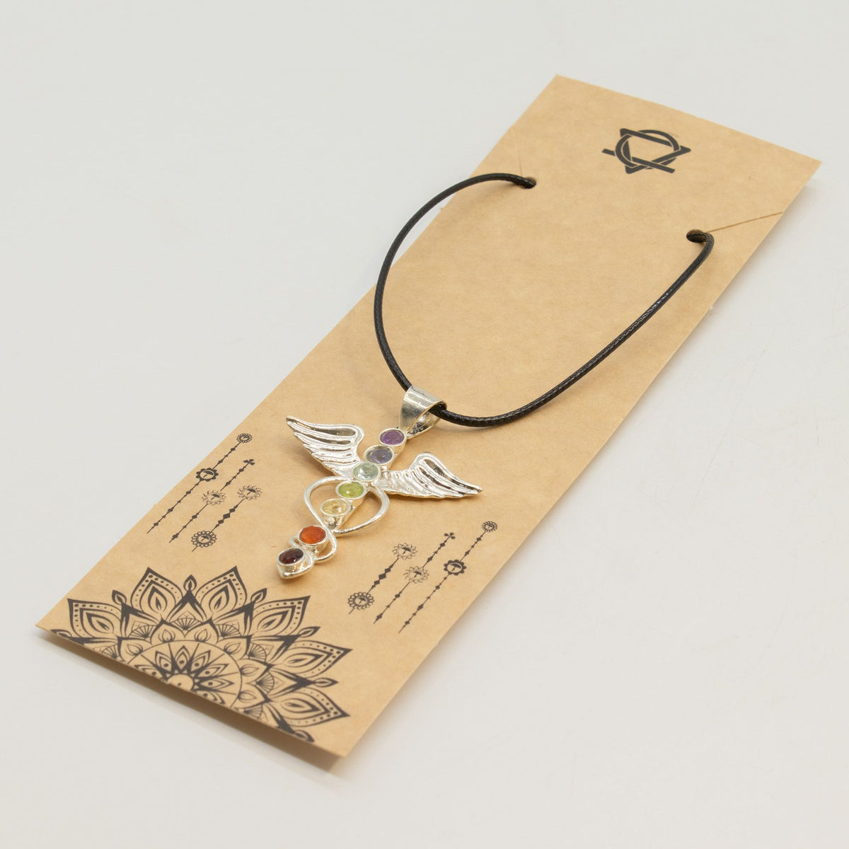 Angel Chakra Pendant Necklace on Silver Plated Cord 45cm – view 5
