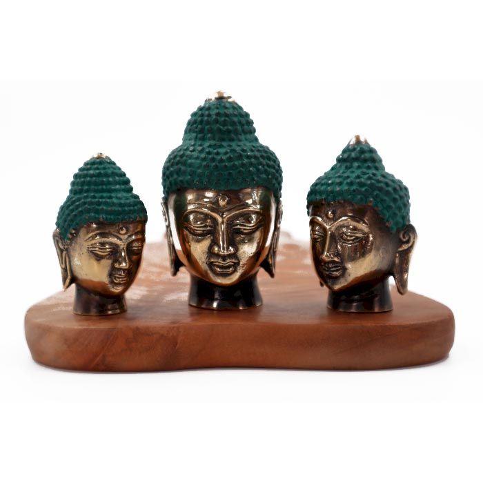 Brass Buddha Head Set of 3 – Assorted Sizes