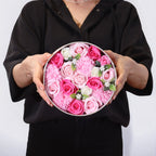 Round Soap Flower Gift Box - Baby Blessings Pink