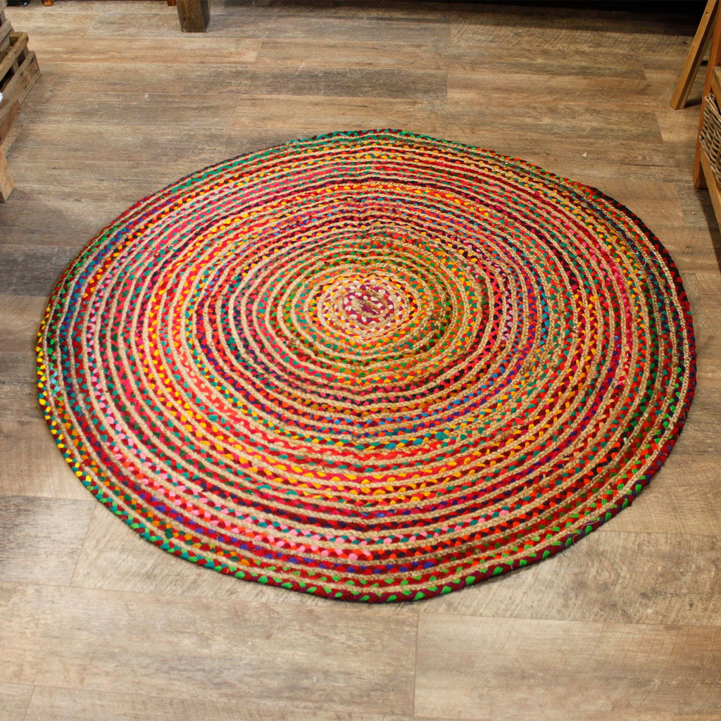 Round Jute and Recycled Cotton Rug - 150 cm – view 3