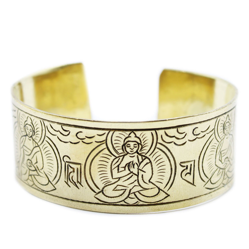 Solid Brass Tibetan Mantra Bracelet - Five Buddha – view 3