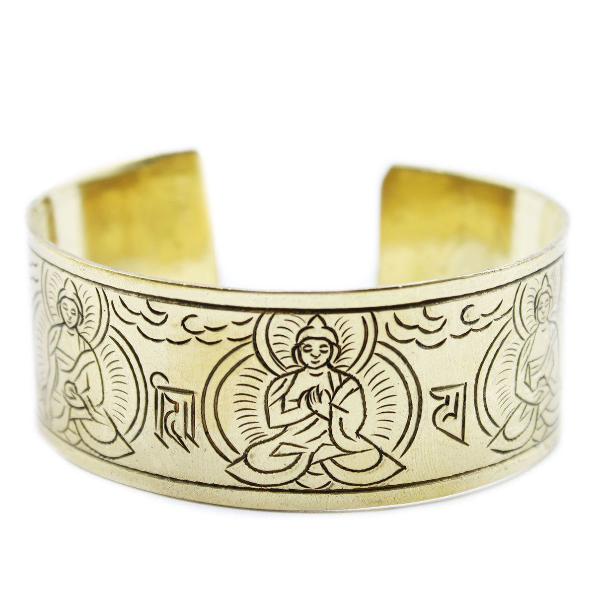 Solid Brass Tibetan Mantra Bracelet - Five Buddha – view 3
