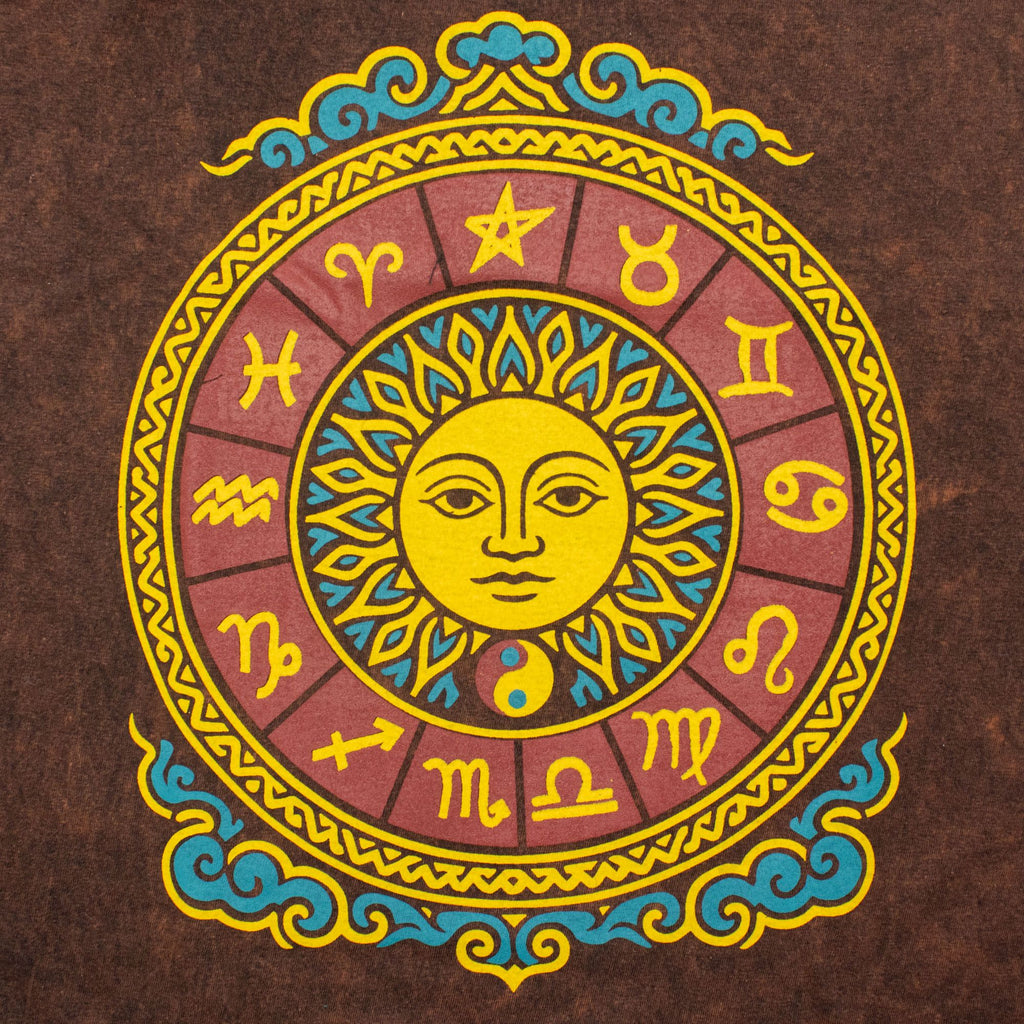 Nomad Sari Stonewashed T-Shirt - Sun & Zodiac - Brown - Large – view 4