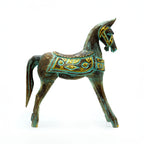 Medium Gold and Turquoise Wood Horse, 25 cm – view 3