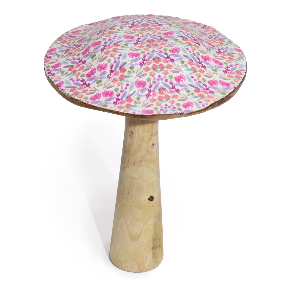 Pretty Floral Enamelled Mushroom Ornament - Large 20cm – view 4