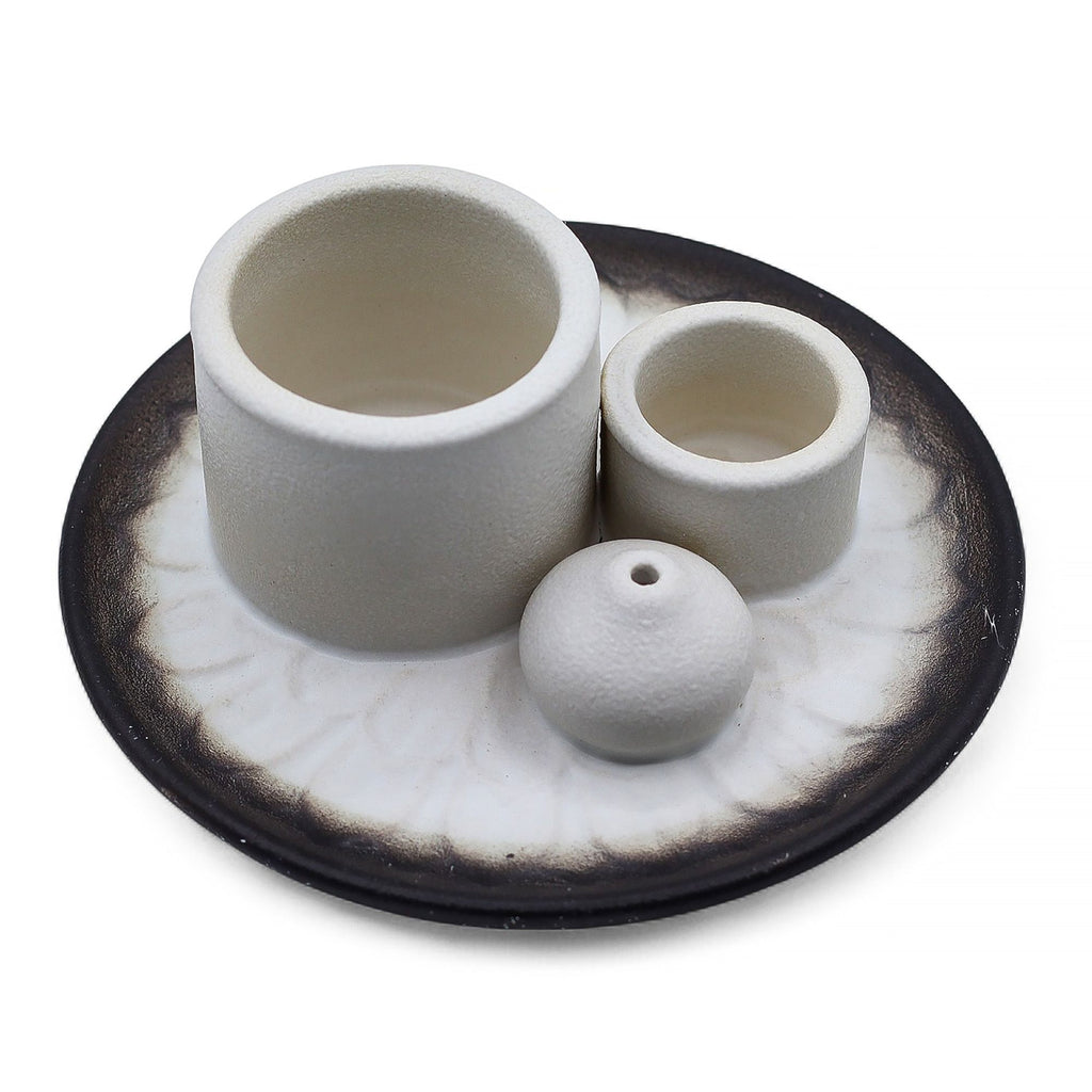 Ceramic Palo Santo & Smudge Holder, Mandala, White & Grey – view 7