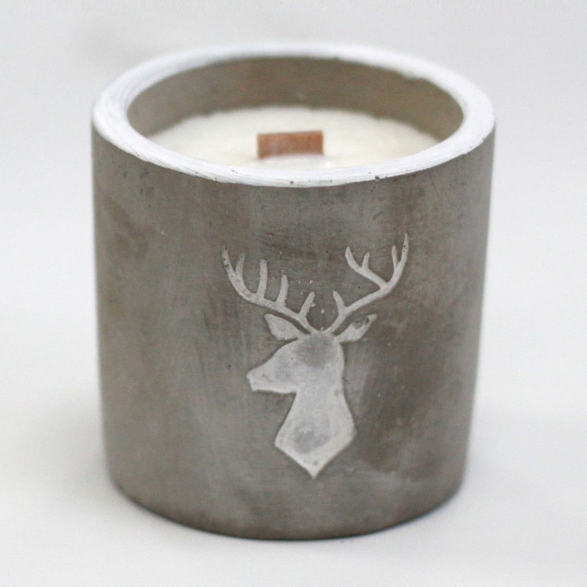 Concrete Wooden Wick Candle - Whiskey & Woodsmoke