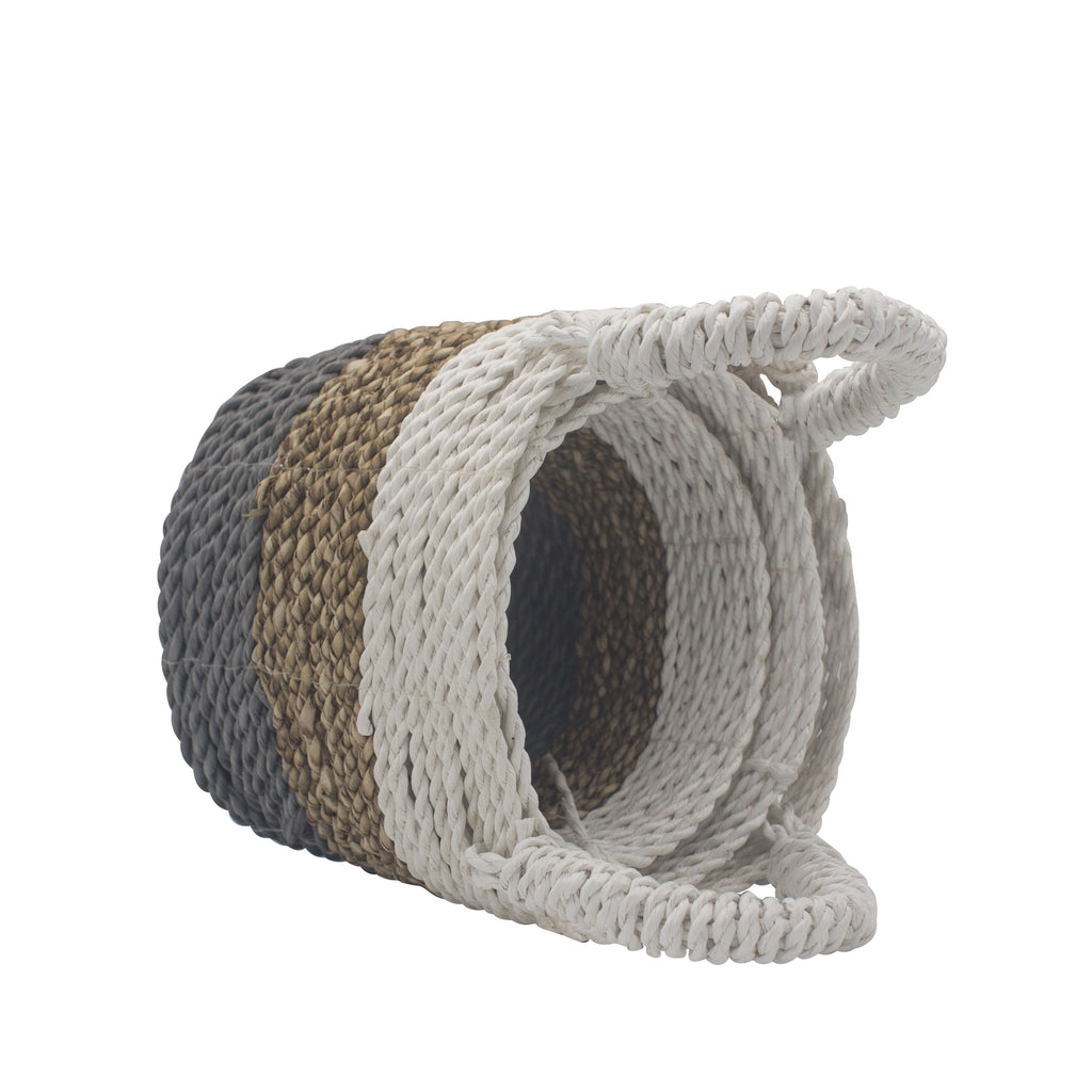 Seagrass Basket Set, 3 Pieces - Grey, Natural, White – view 6