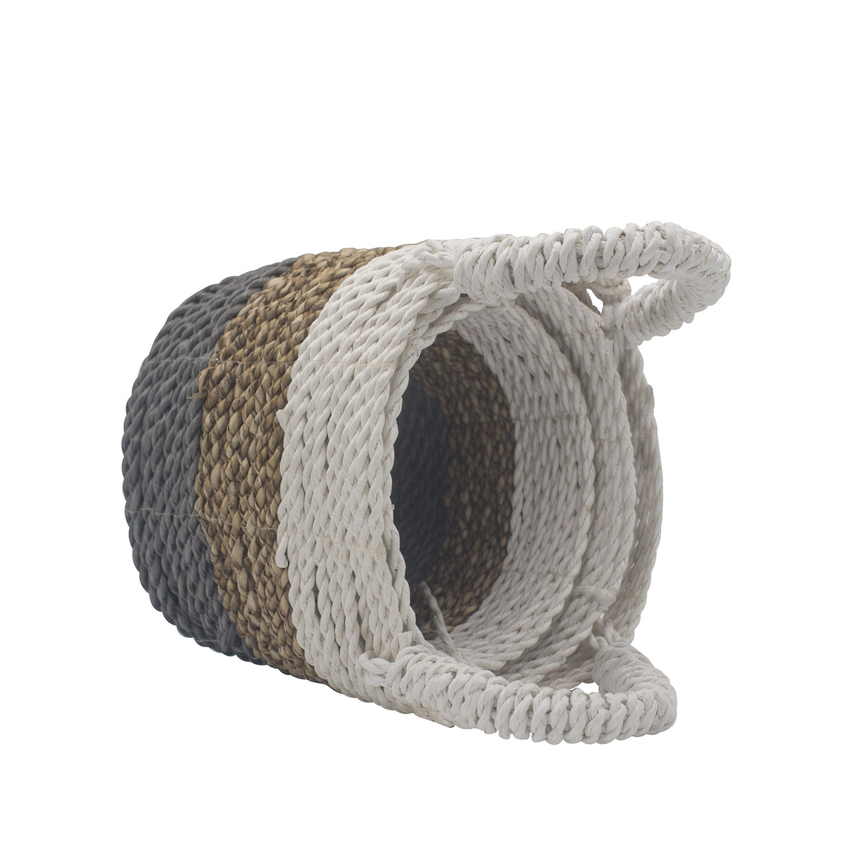 Seagrass Basket Set, 3 Pieces - Grey, Natural, White – view 6