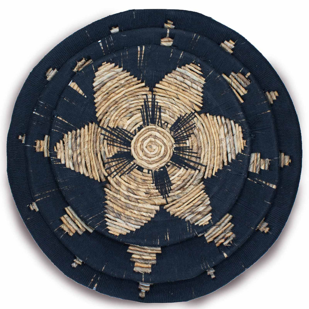Set of Three Seagrass Bowl Wall Art, Black