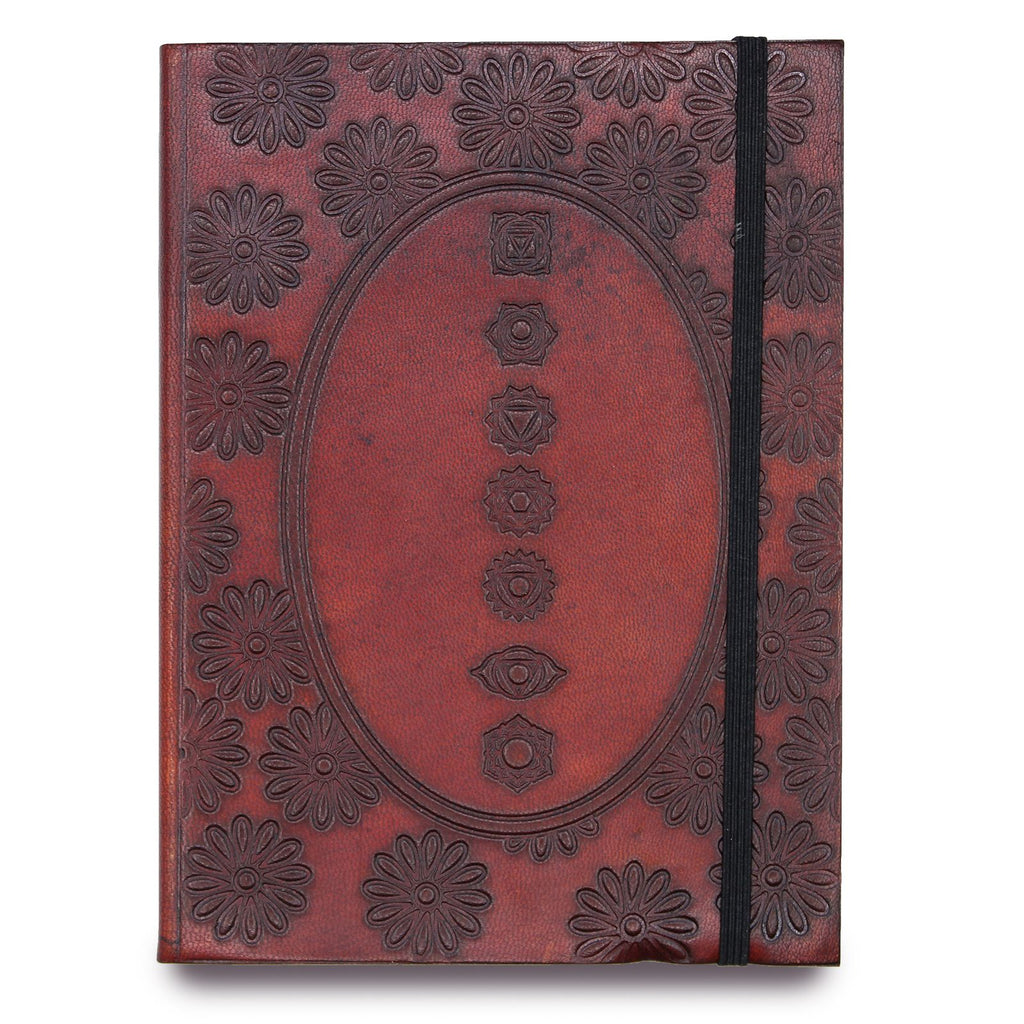 Small Vegetable Tanned Leather Notebook with Strap – Chakra Mandala – view 6