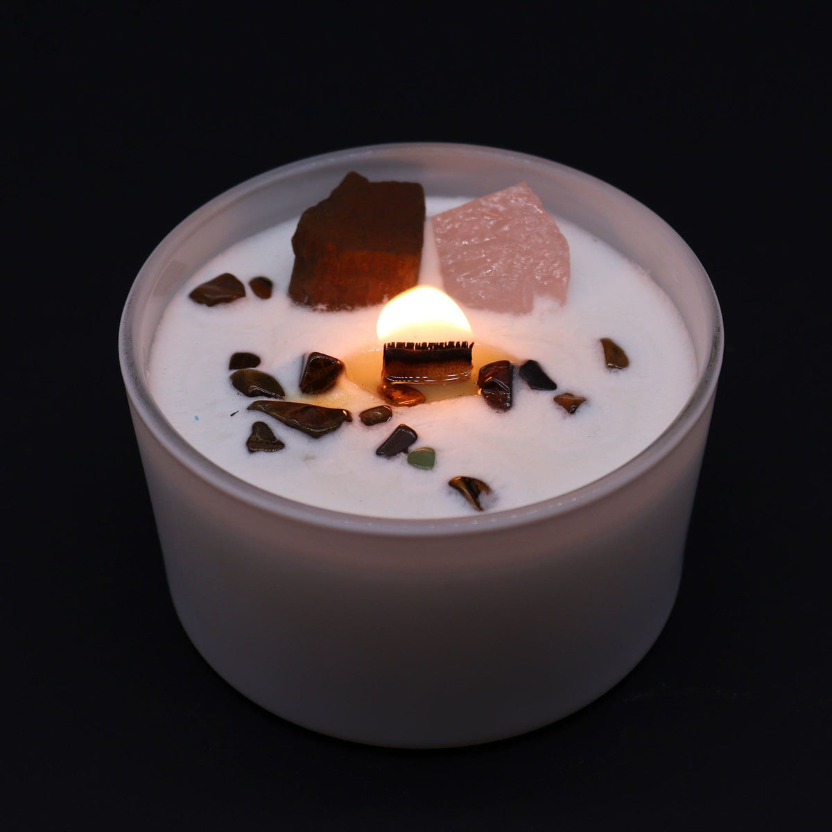 Sacral Chakra Crystal Candle - Invoking Dreams with Tiger Eye – view 4