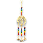 Brass Tree of Life Wind Chime with Chakra Beads, 6.5x31cm