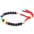 Lava Stone Chakra Gemstone Bracelet, Gold-Plated Toggle