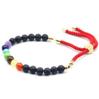 Lava Stone Chakra Gemstone Bracelet, Gold-Plated Toggle