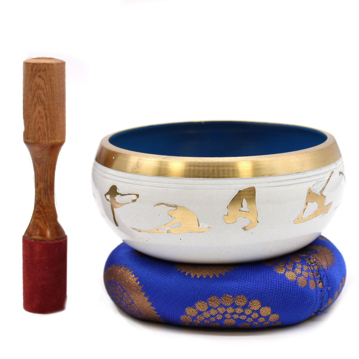 Large Yoga Moves Singing Bowl Set - White/Blue (14cm) – view 8