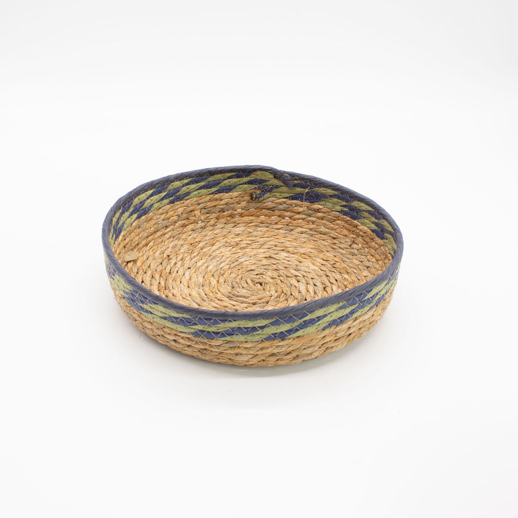 Straw & Seagrass Tray Baskets, Green and Blue, Set of 3 – view 4