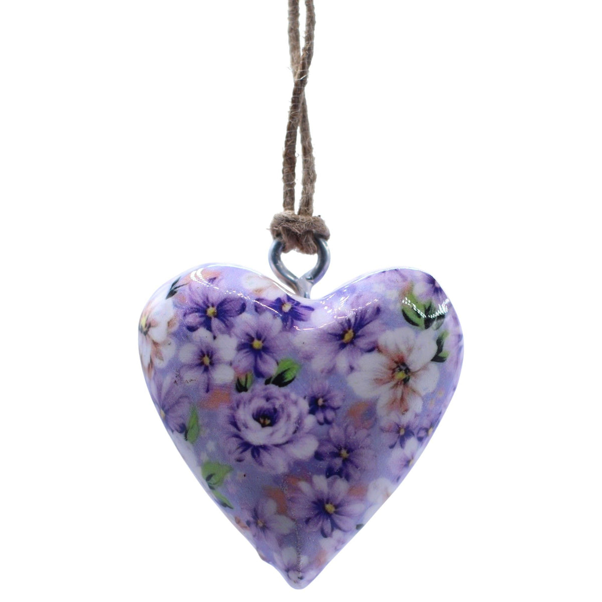 Large Wood Heart Decoration, Purple Flower – view 2