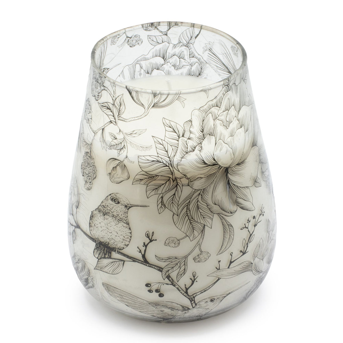 Tall Glass Jar Candle - Drawn by Flame Birds