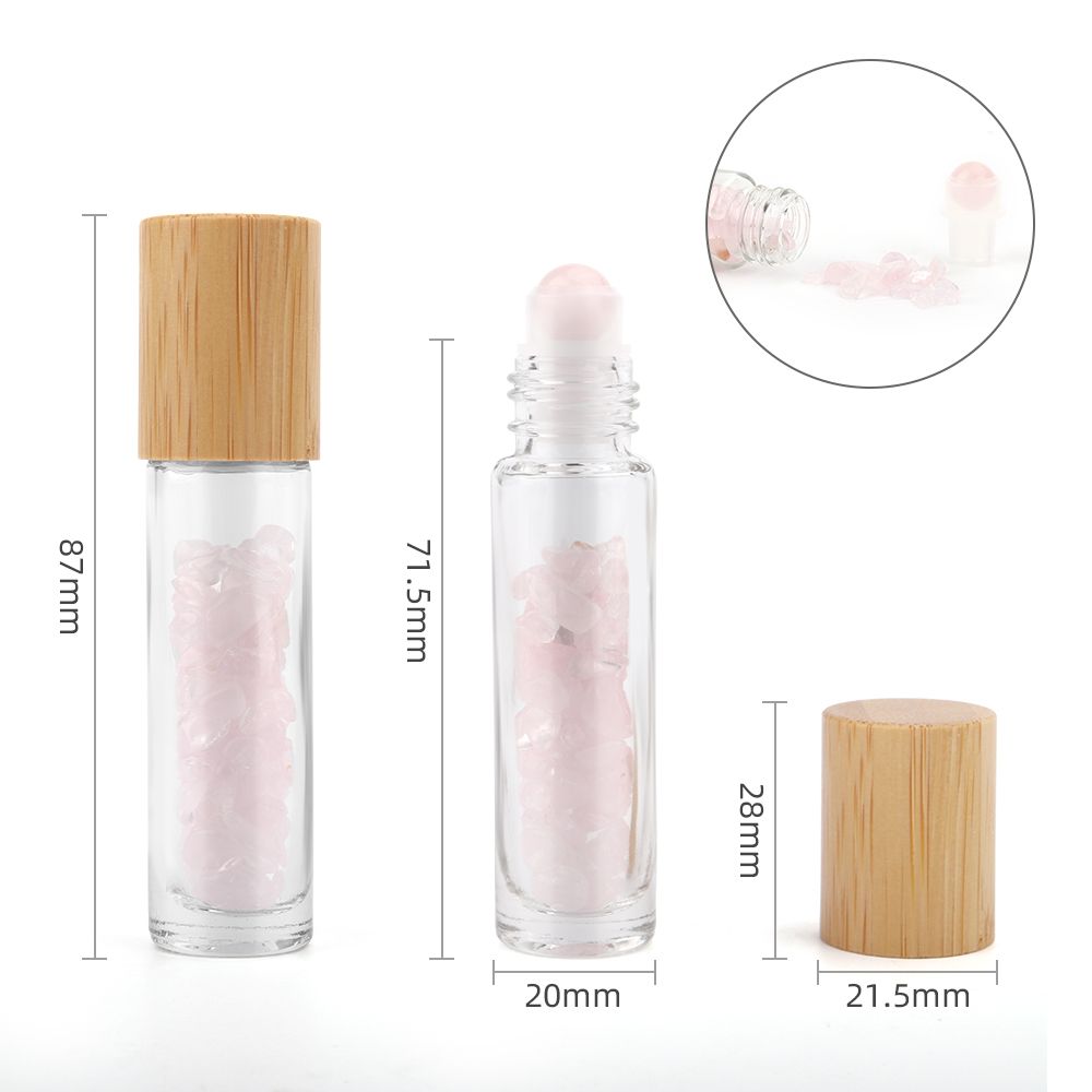Rose Quartz Roller Bottle with Wooden Cap - 5ml – view 4