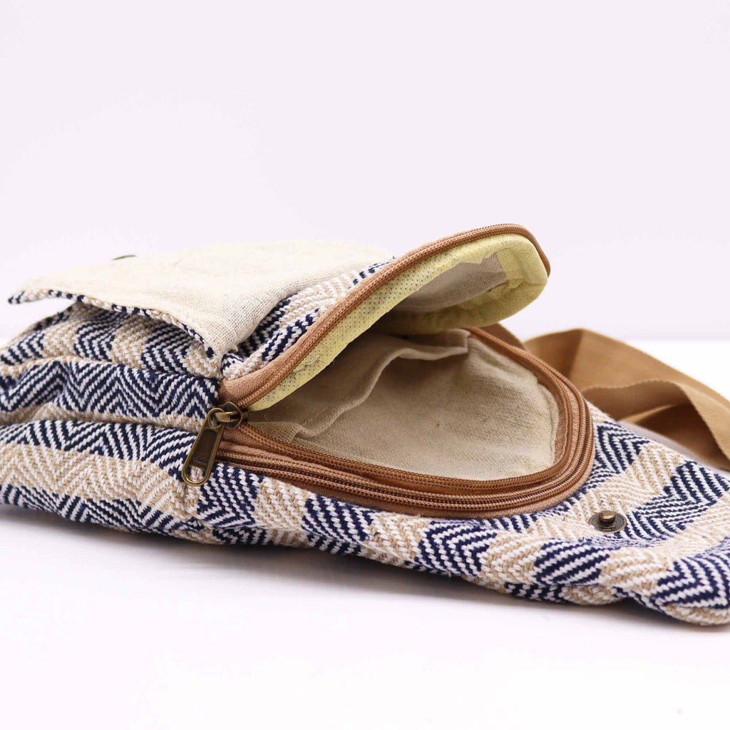 Tan & Navy Natural Cotton Cross-Body Bag – view 3
