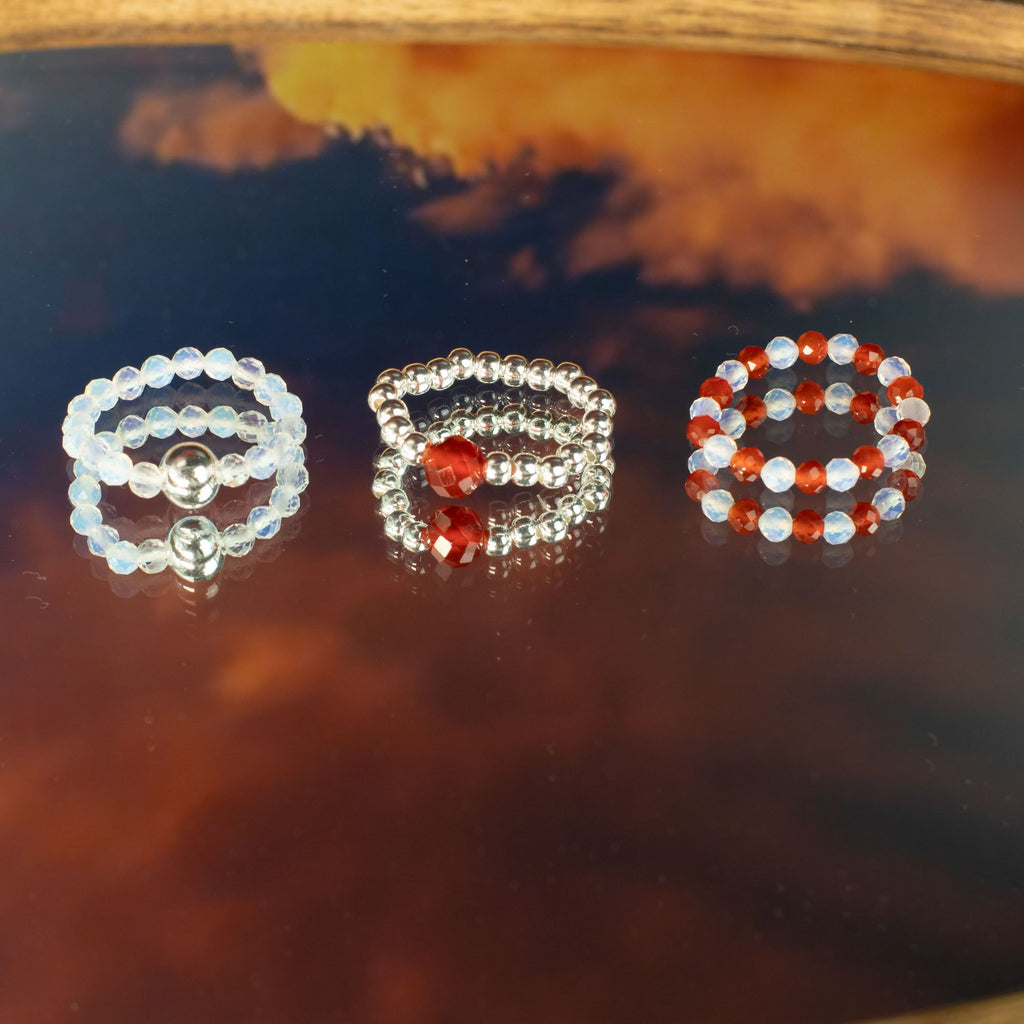 Nymph Gemstone Ring Set - Blood Moon Moonstone & Ruby – view 5
