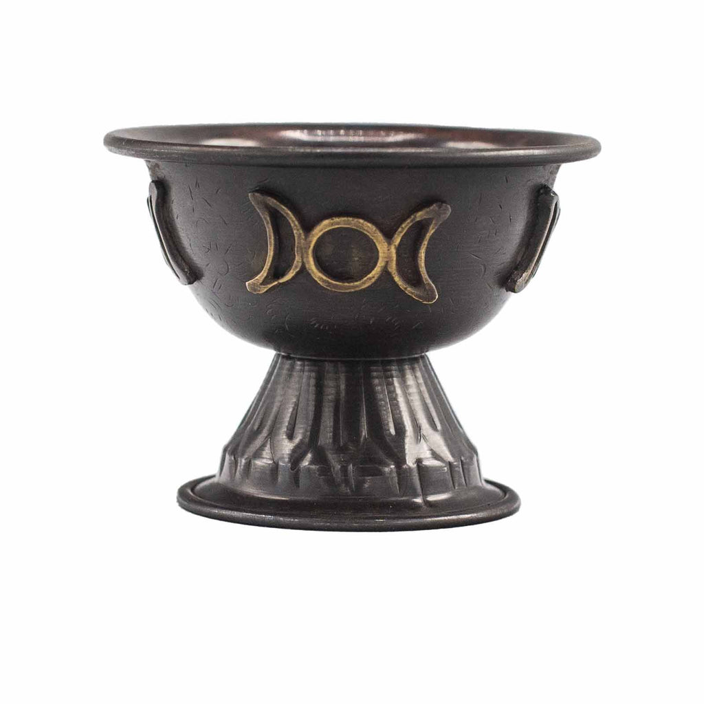 Antique Copper Ritual Chalice, Triple Moon, 10x8cm – view 2