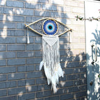Large Macrame Eye Dream Catcher - White, Grey & Brown – view 3