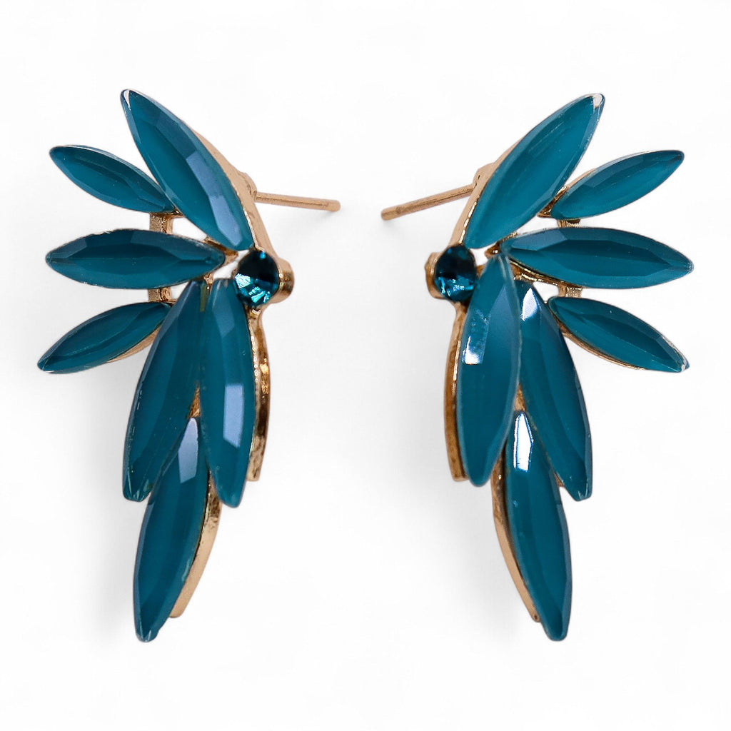 Teal Green Vintage Glass Fairies Earrings – view 4