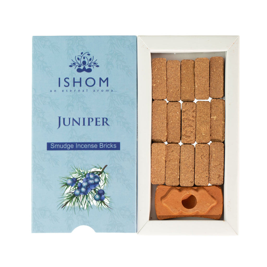 Juniper Incense Bricks Set of 15 with Terracotta Burner