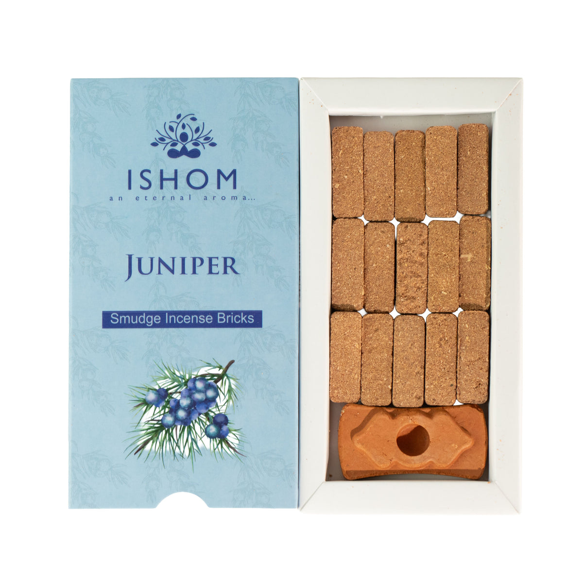 Juniper Incense Bricks Set of 15 with Terracotta Burner