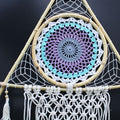 Large Macrame Pyramid Dream Catcher - White & Turquoise