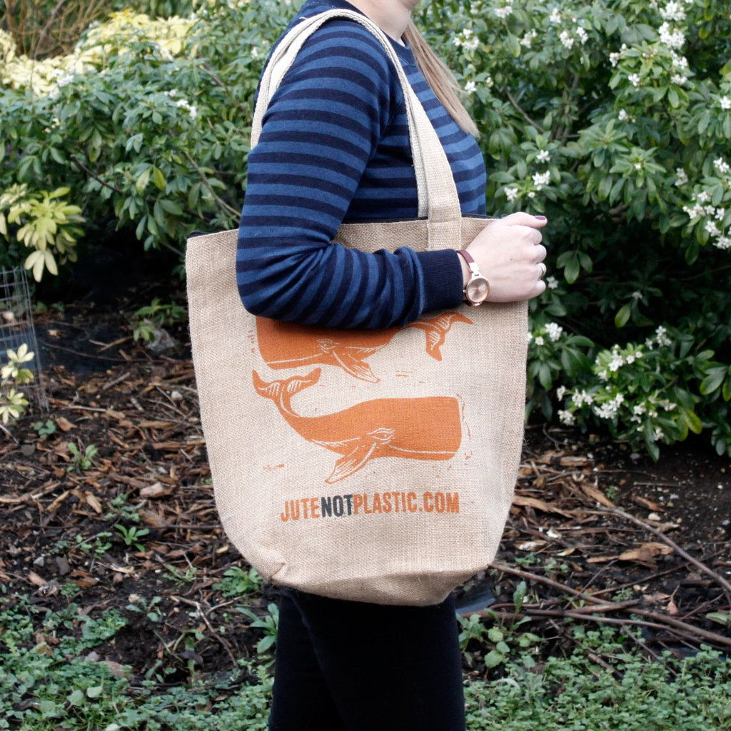 Two Whales Print Jute Shopping Bag – view 3