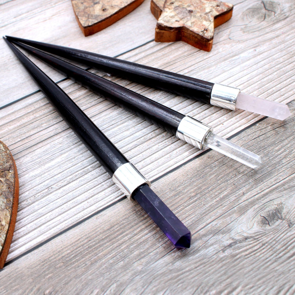 Set of 3 Pointed Healing Wands - Rose, Rock and Amethyst Quartz – view 4