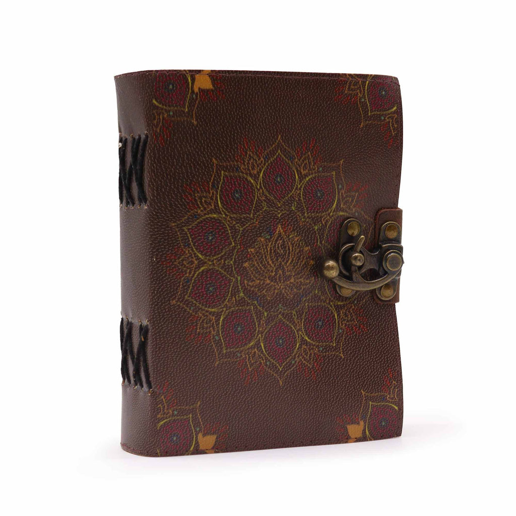 Leather Lotus Mandala Deckle-Edge Notebook – 13x18 cm – view 2
