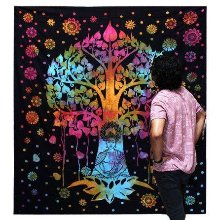 Single Cotton Bedspread & Wall Hanging - Bodhi Tree 130x200cm – view 2
