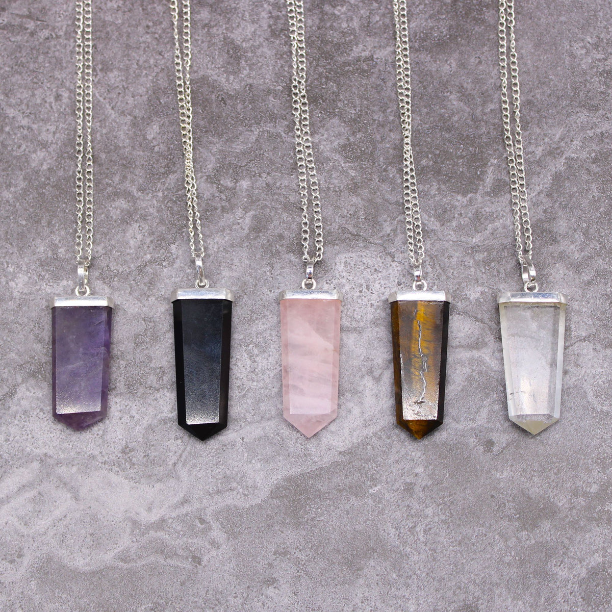 Amethyst Flat Pencil Pendant Necklace – view 4