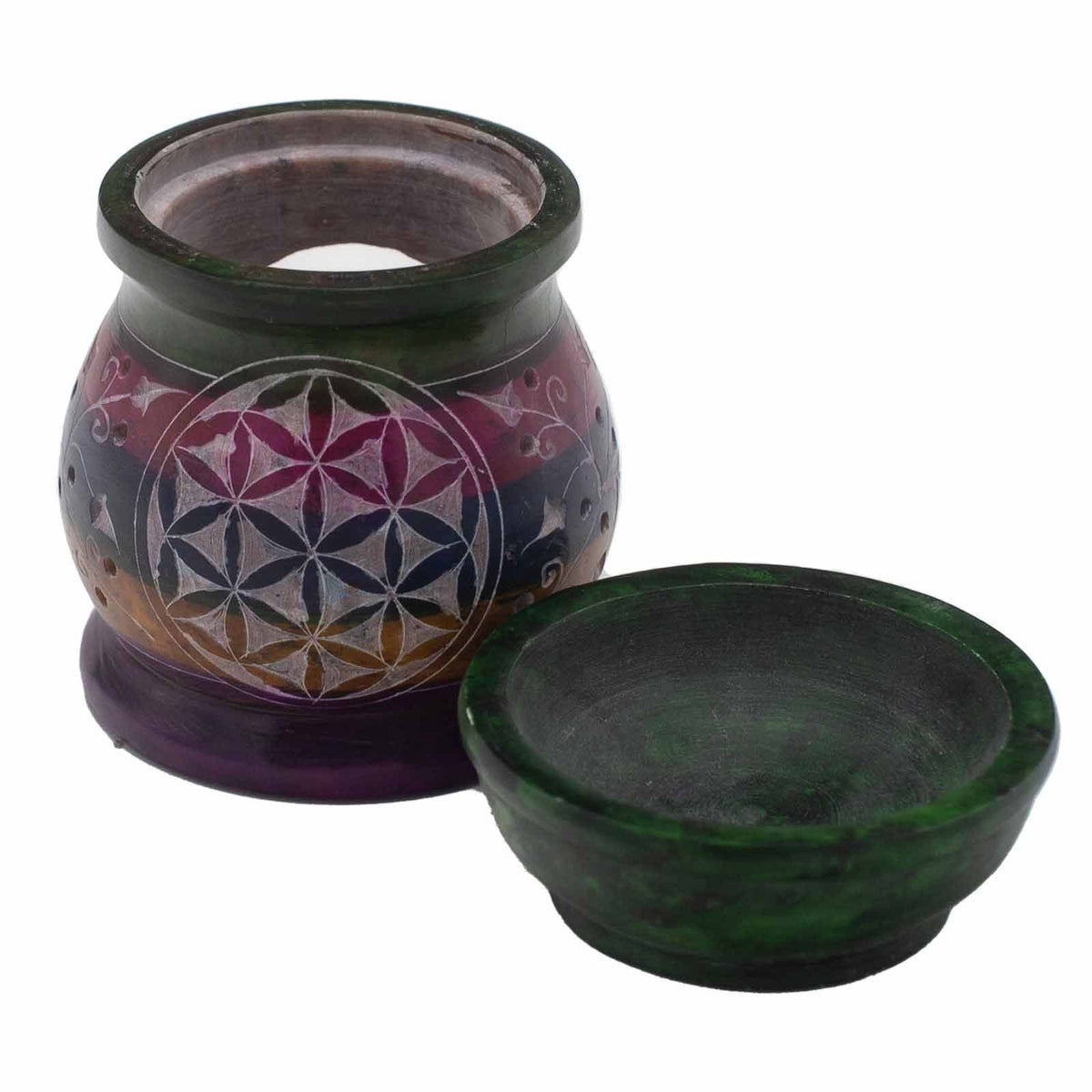 Soapstone Oil Burner 10cm - Flower of Life Five Colours – view 4