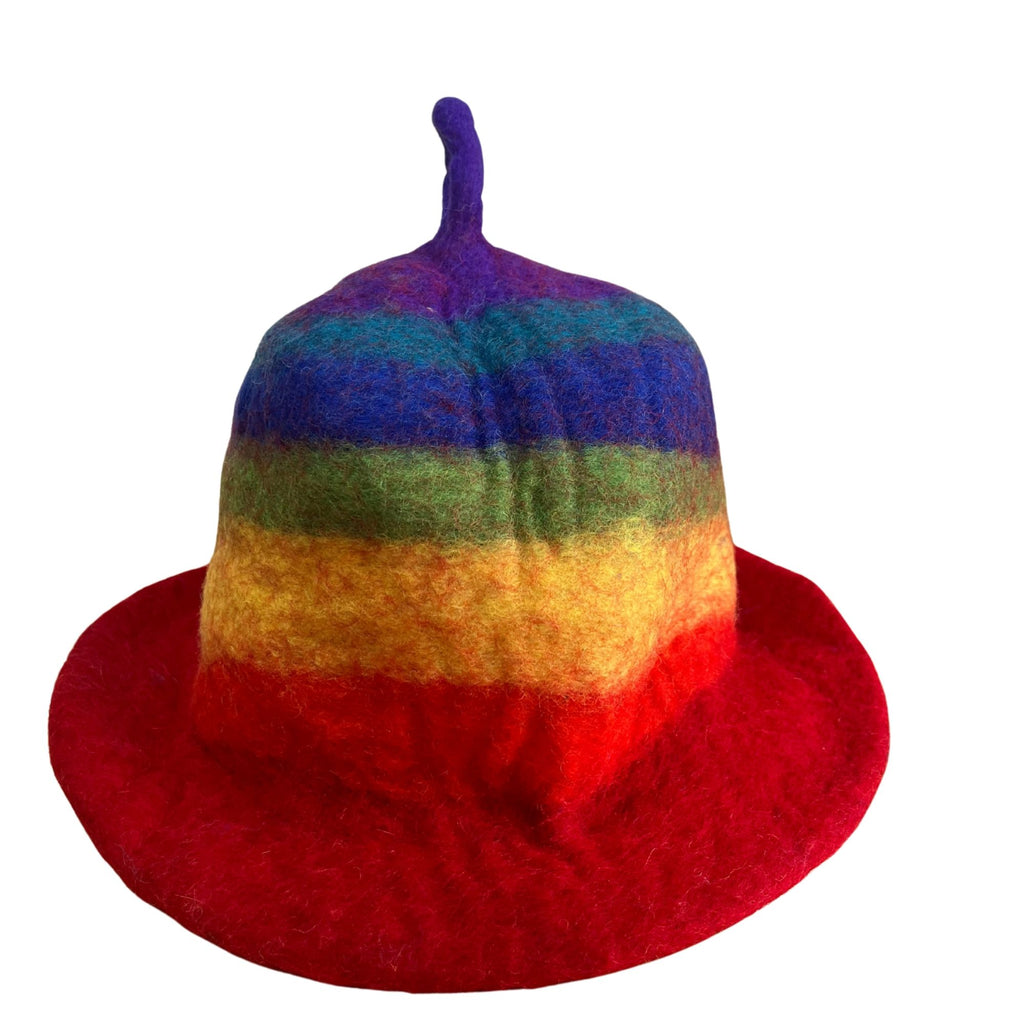 Felted Wool Sauna Bowl Hat - Rainbow – view 2