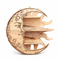 Mango Wood Sun and Moon 3-Tier Wall Shelf