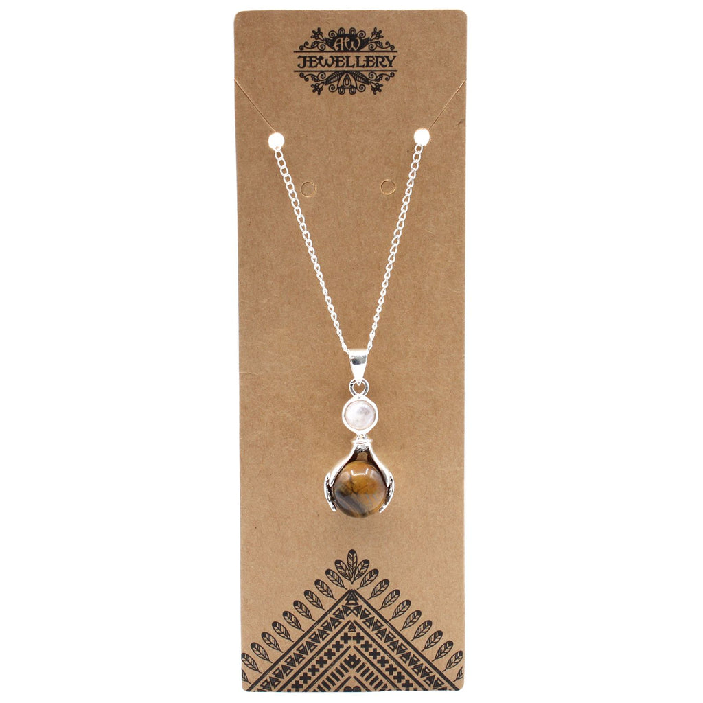 Tiger Eye Healing Hands Gemstone Pendant Necklace – view 4