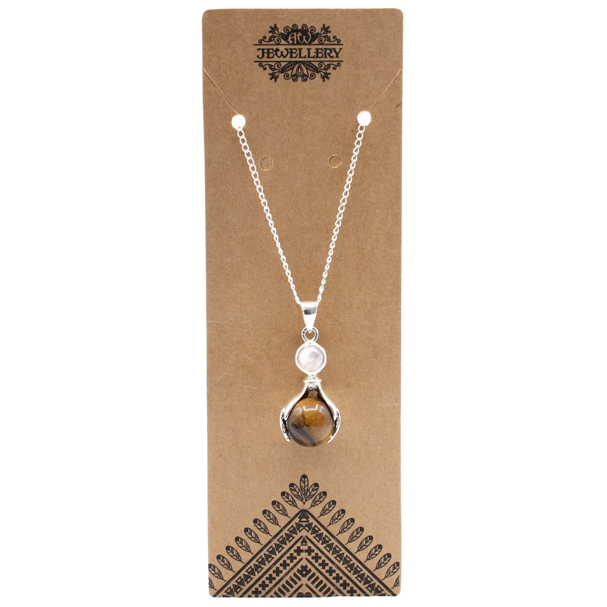 Tiger Eye Healing Hands Gemstone Pendant Necklace – view 4