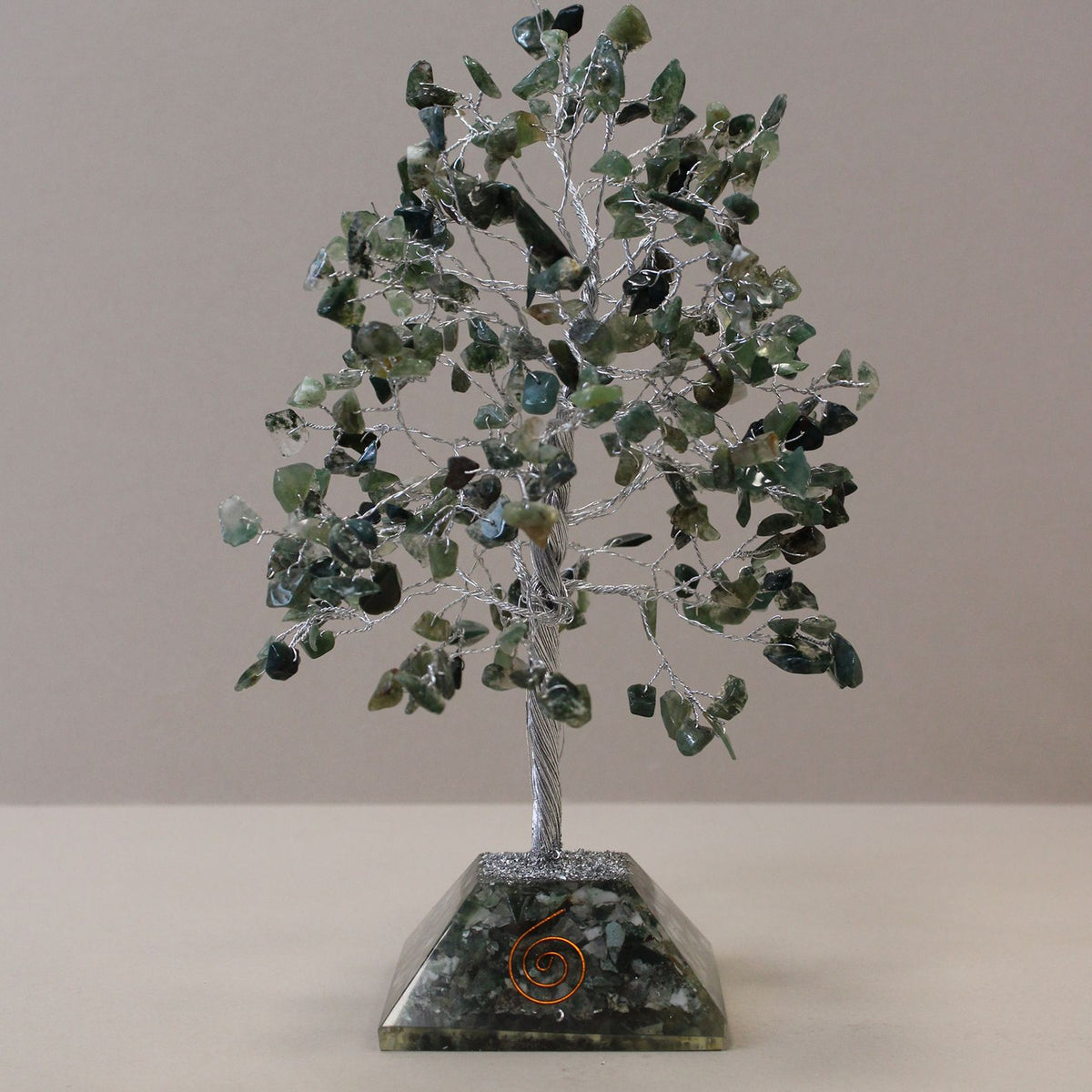 Moss Agate Gemstone Tree with Orgonite Base - 320 Stone – view 4
